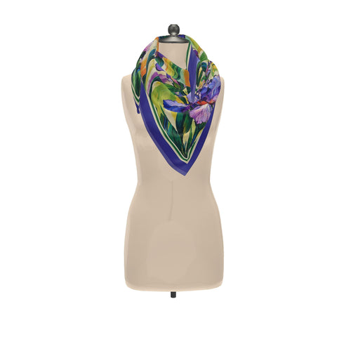 Iris Reverie - 100% Mulberry Silk Scarf
