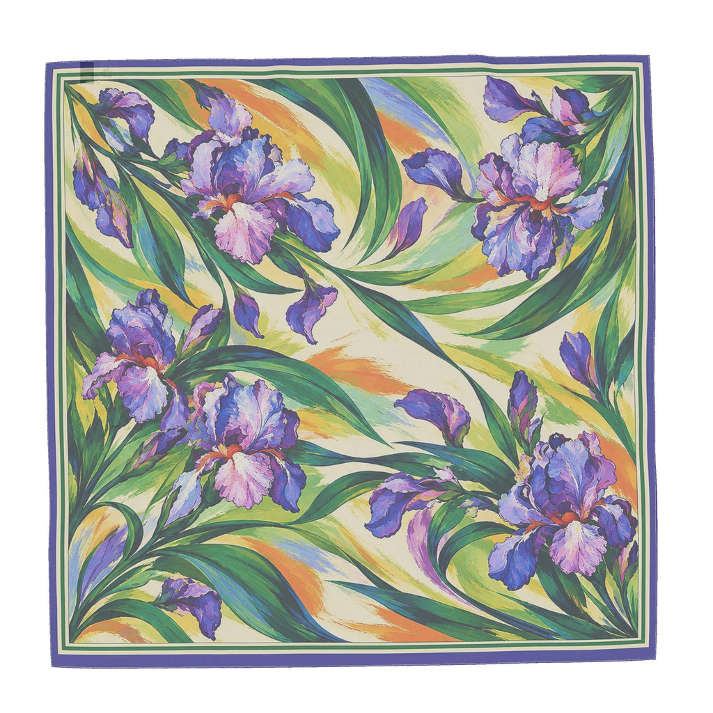 Iris Reverie - 100% Mulberry Silk Scarf Sample